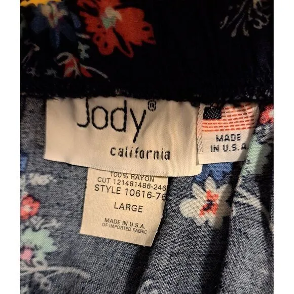 Jody California USA‎ Navy Ruffle Tiered Boho Maxi Skirt Floral Vintage NWT