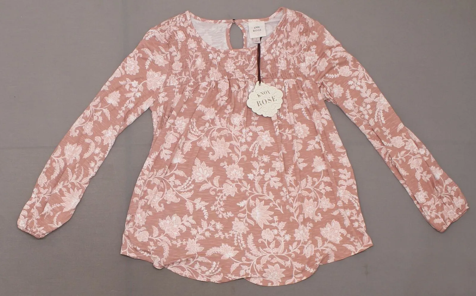 Knox Rose Women's Floral Print Long Sleeve Scoop Neck Blouse