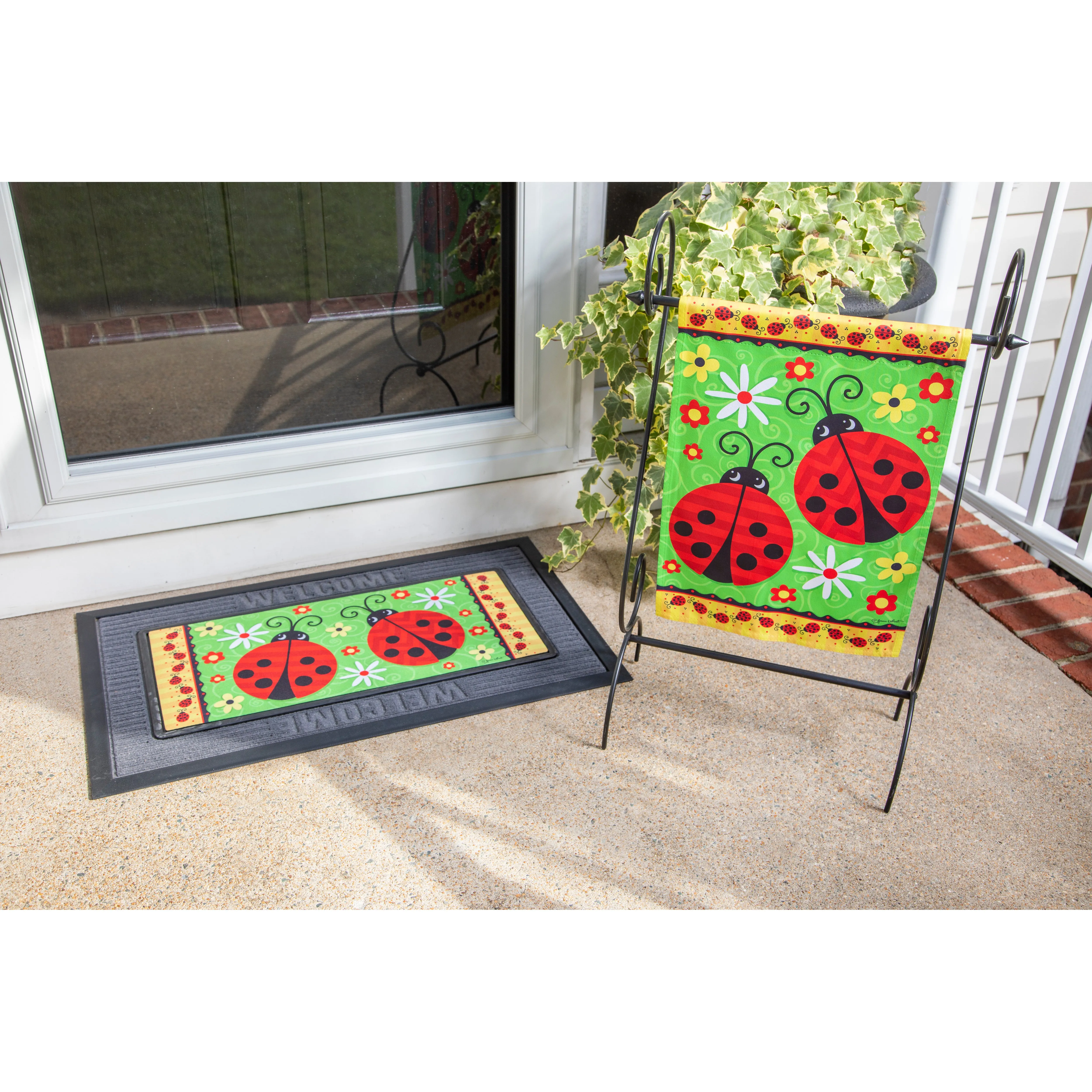 Ladybug Pair Garden Suede Flag,14s10941
