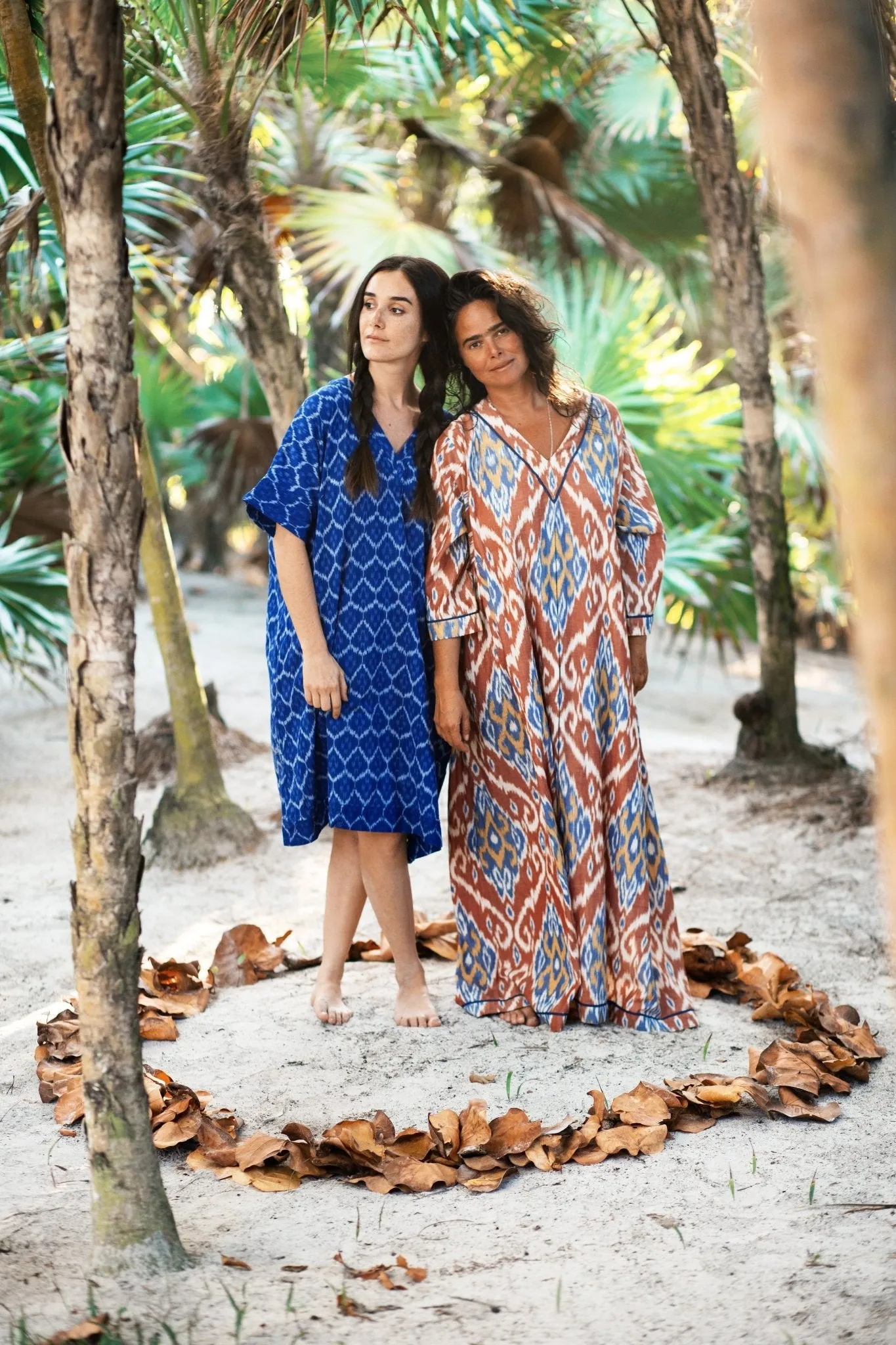 Laila Ikat Kaftan - Rust/Blue