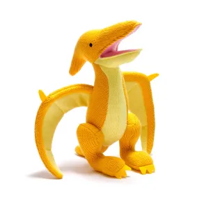 Large Knitted Yellow Pterodactyl Dinosaur Toy