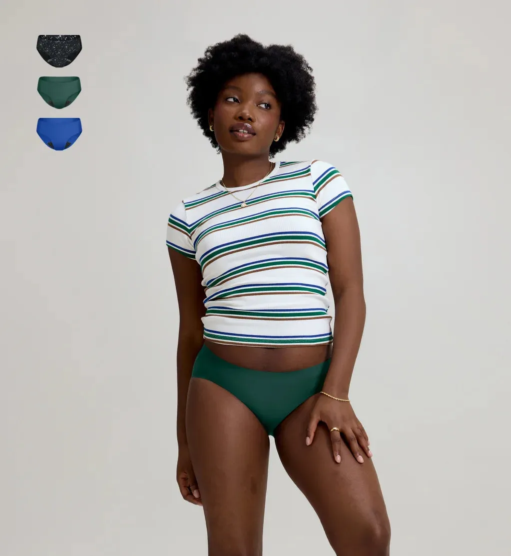 Leakproof UltraThin No-Show Underwear Bikini 3-Pack