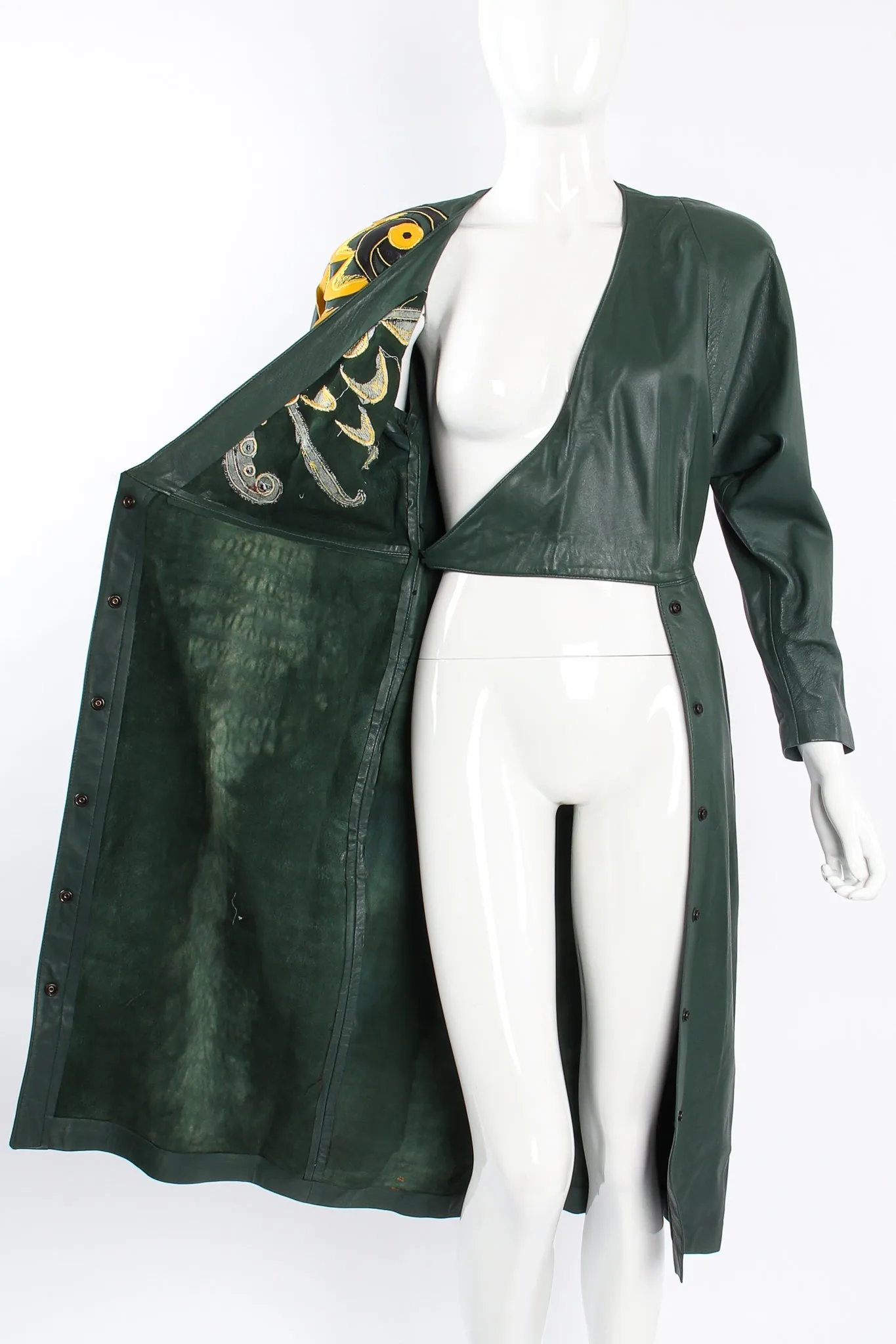 Leather Appliqué Wrap Dress