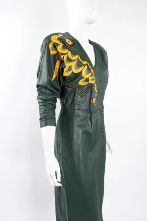 Leather Appliqué Wrap Dress