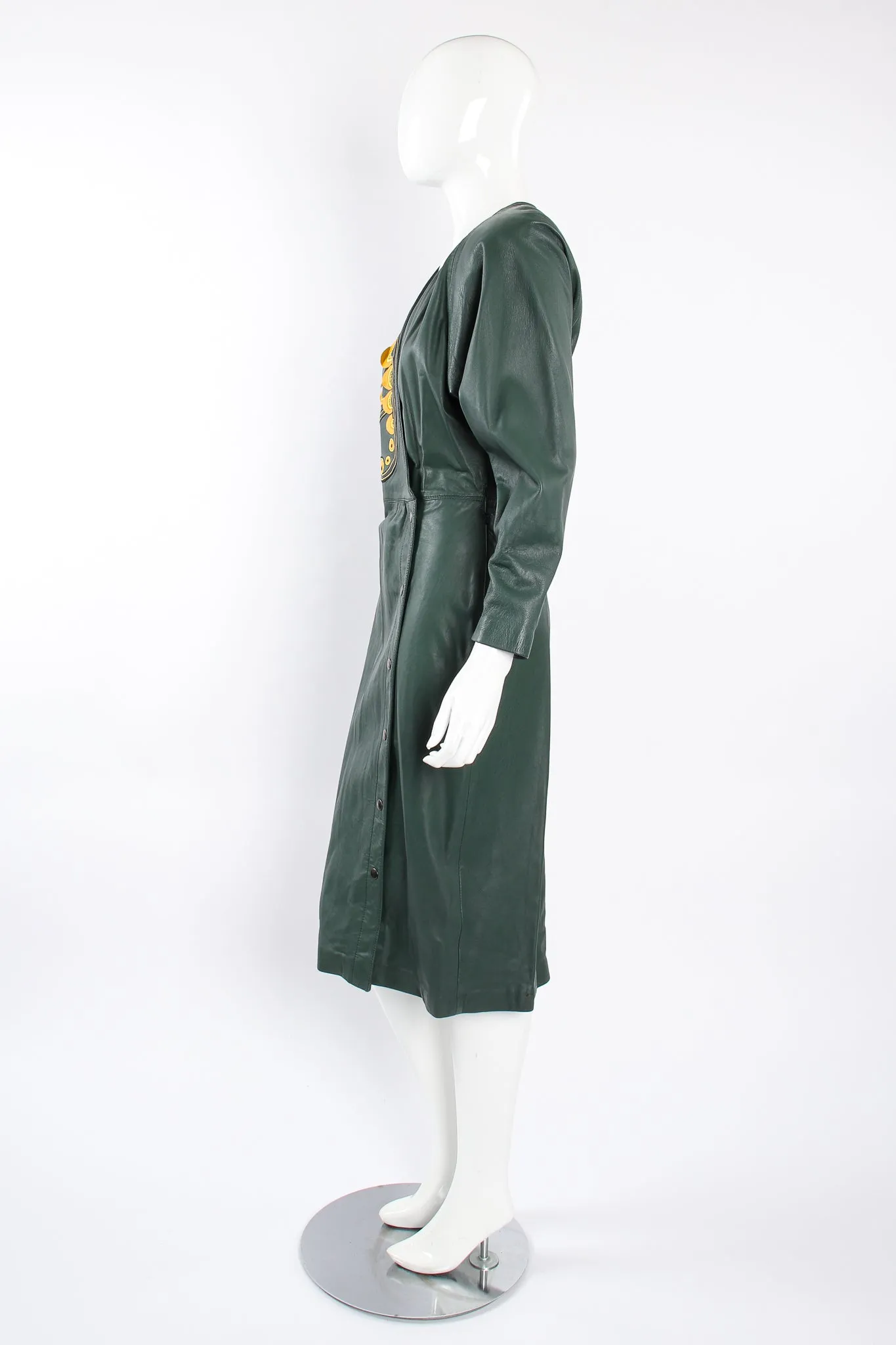 Leather Appliqué Wrap Dress