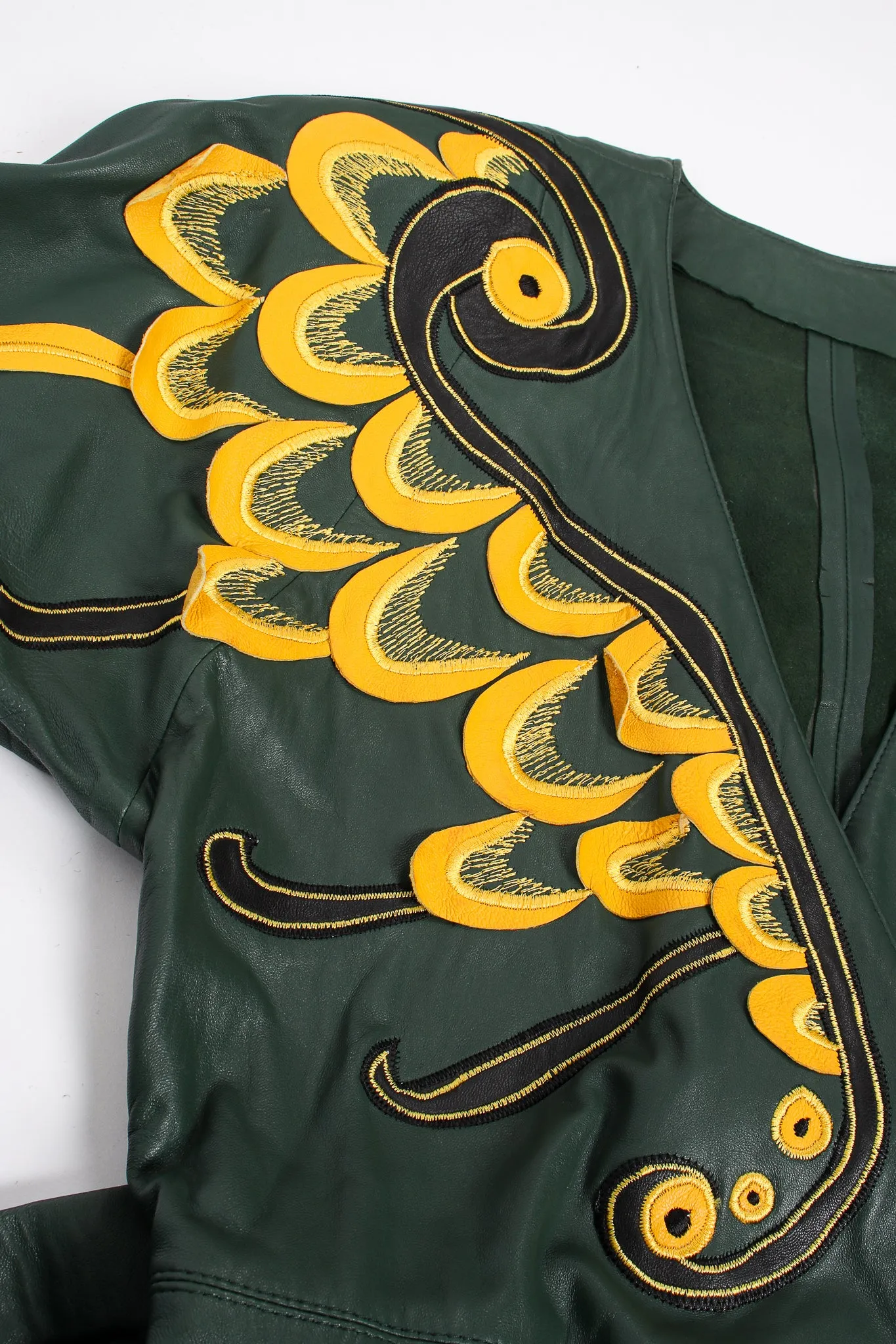 Leather Appliqué Wrap Dress