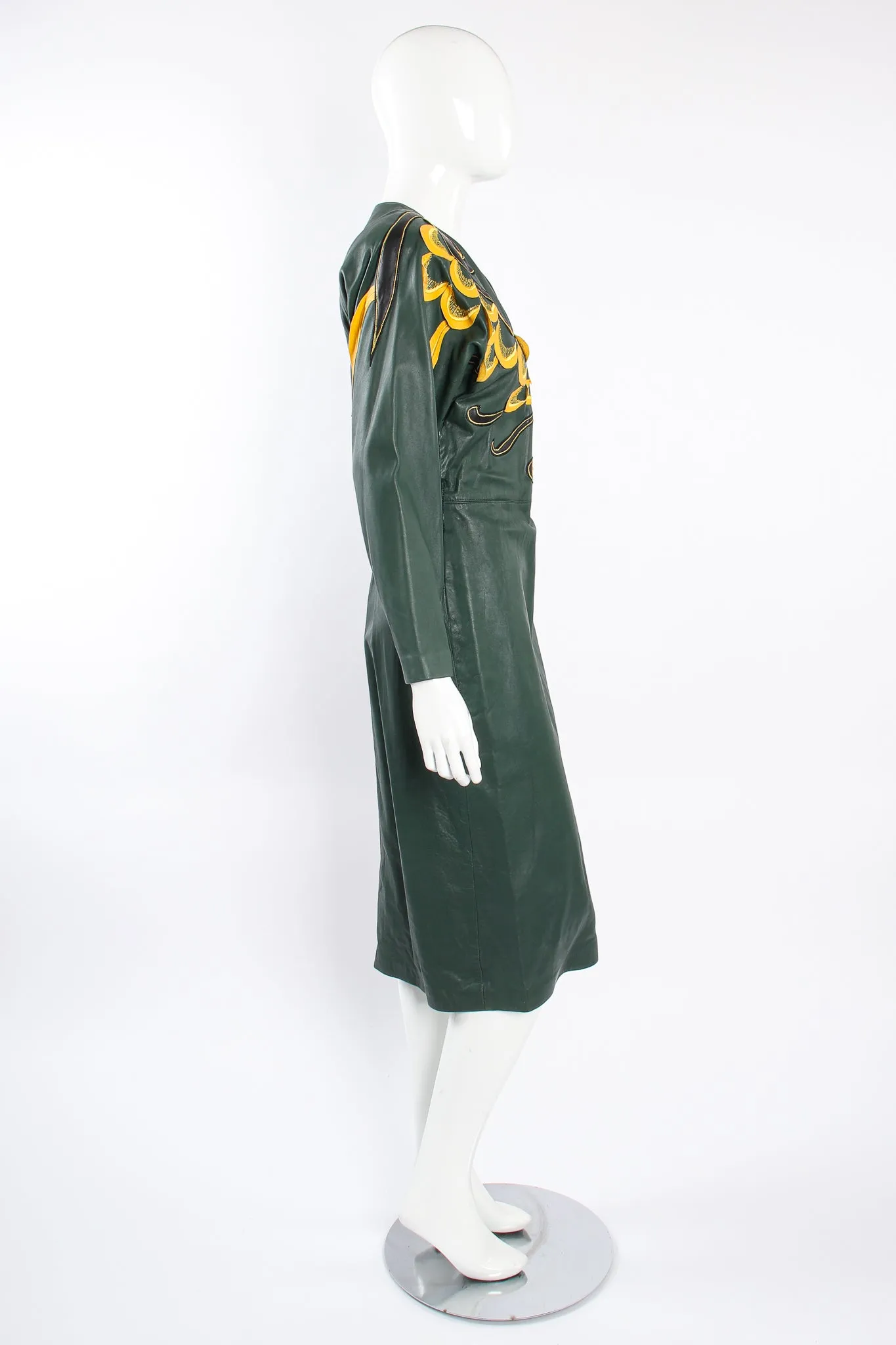 Leather Appliqué Wrap Dress