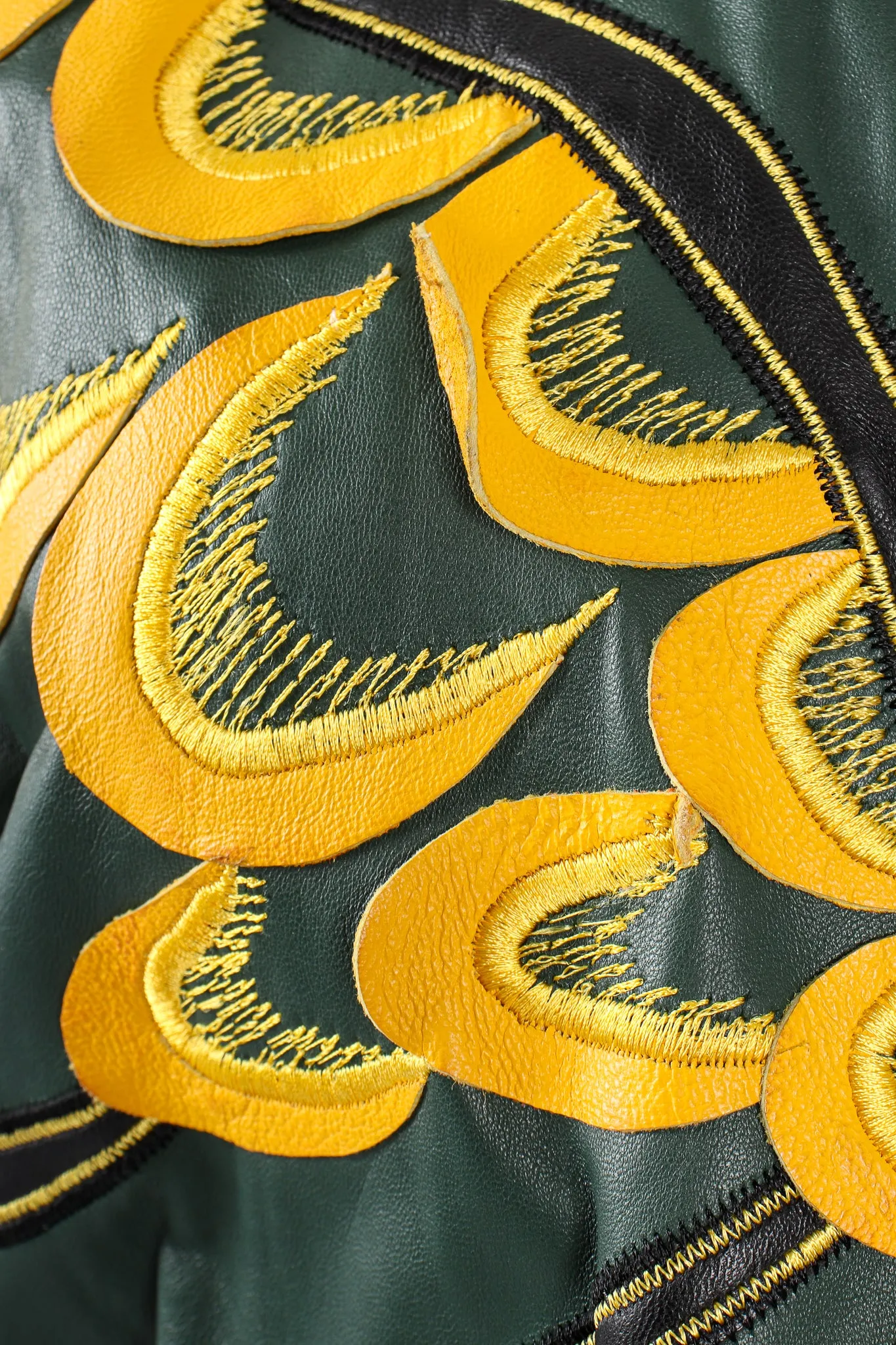 Leather Appliqué Wrap Dress