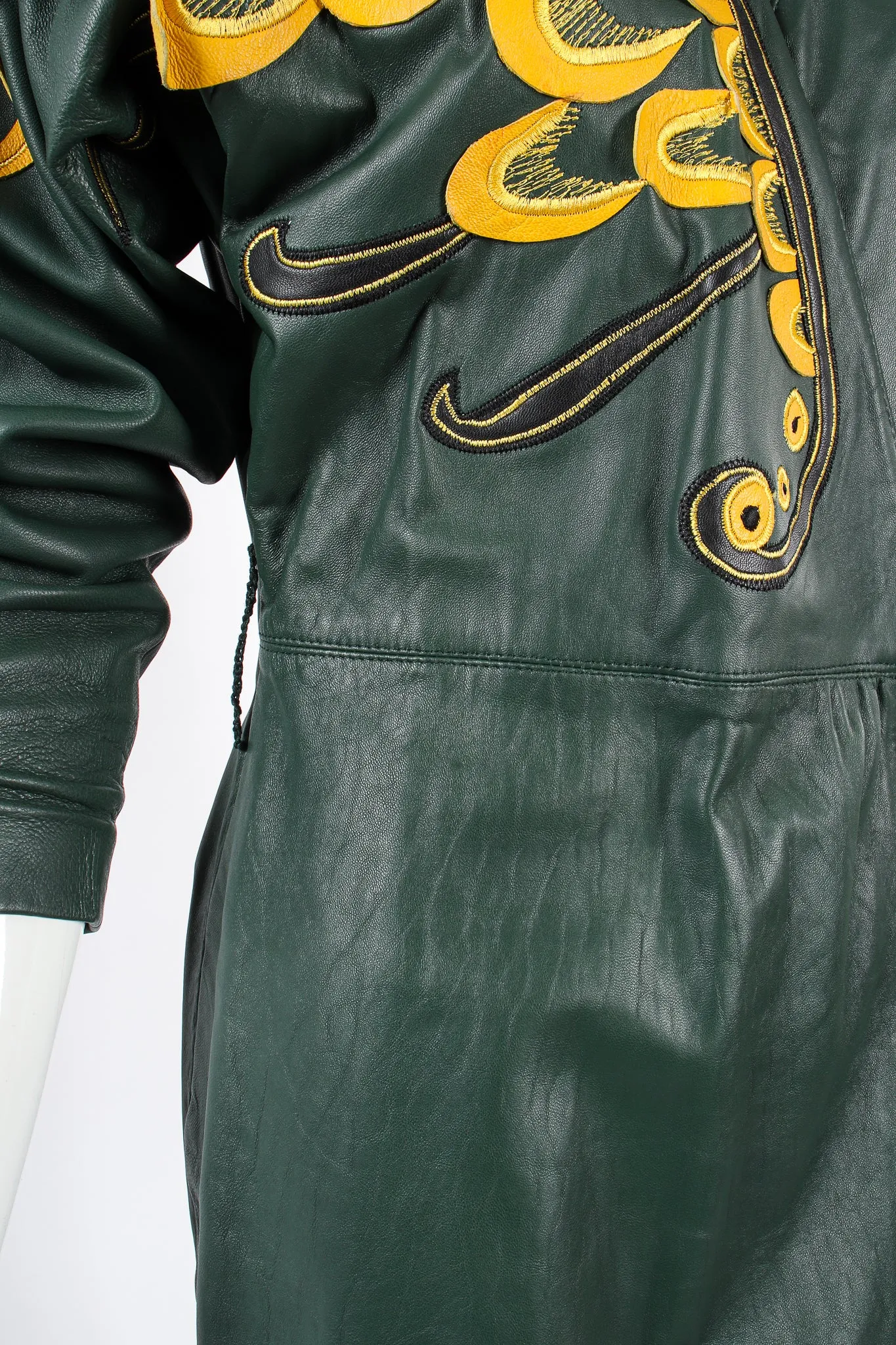 Leather Appliqué Wrap Dress