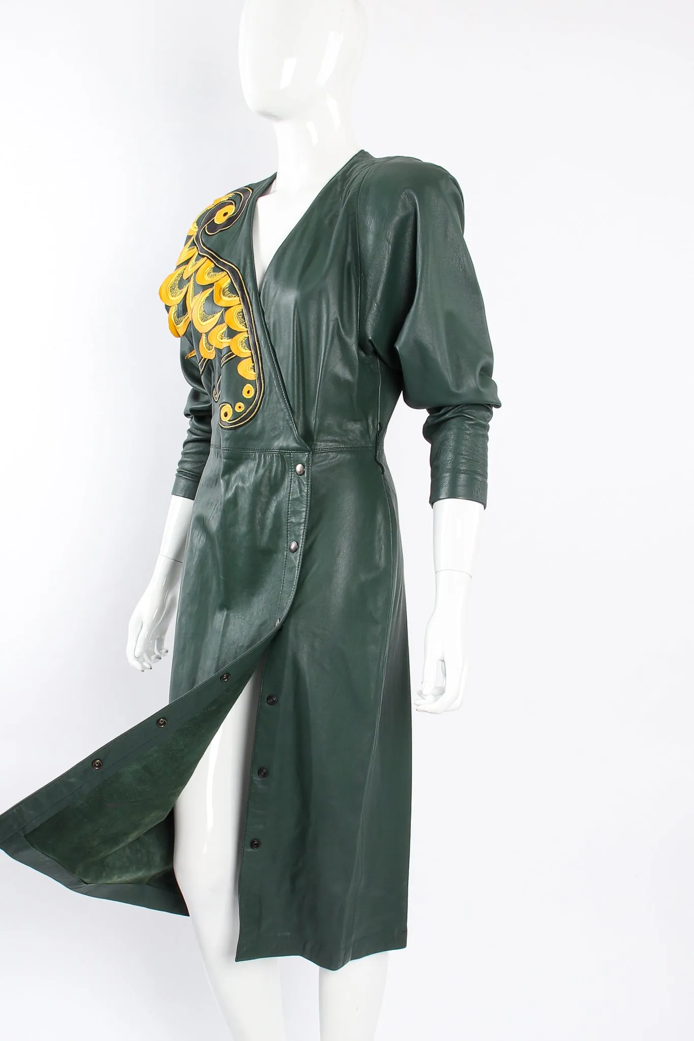 Leather Appliqué Wrap Dress