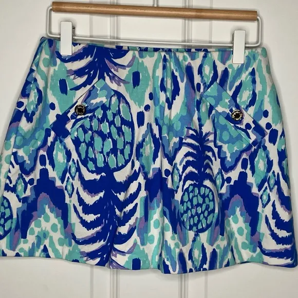 Lilly Pulitzer Madison Skort, Serene Blue Tropical Print, EUC, Size XS