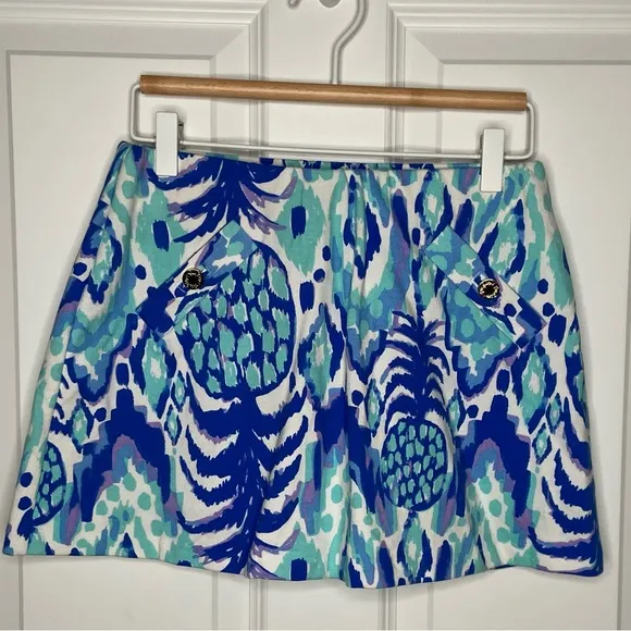 Lilly Pulitzer Madison Skort, Serene Blue Tropical Print, EUC, Size XS