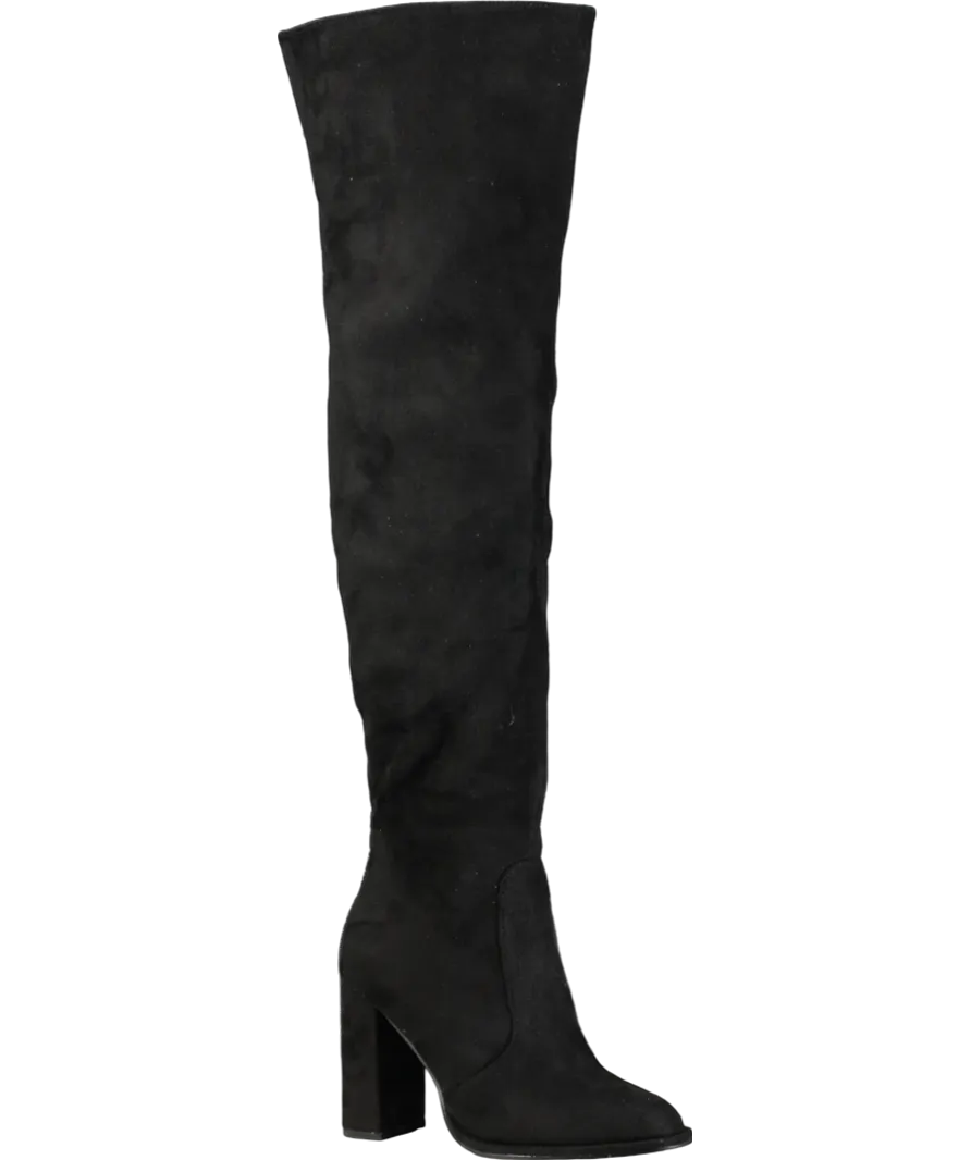 lipsy london Black Block Heel Over The Knee Faux Suede Long Leg Boot UK 3 EU 36 👠