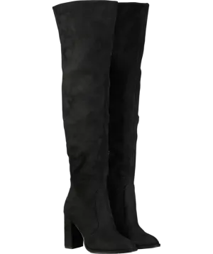 lipsy london Black Block Heel Over The Knee Faux Suede Long Leg Boot UK 3 EU 36 👠