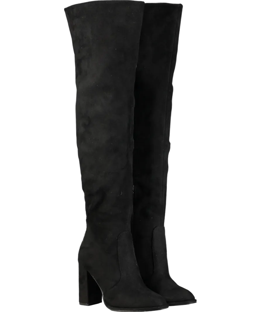 lipsy london Black Block Heel Over The Knee Faux Suede Long Leg Boot UK 3 EU 36 👠