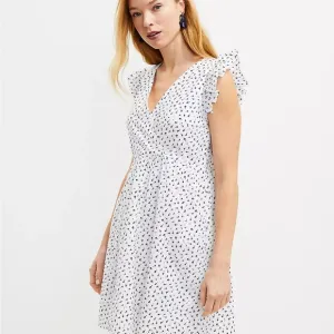LOFT Eyelet Ruffle Sleeve Crossover Dress Size 10
