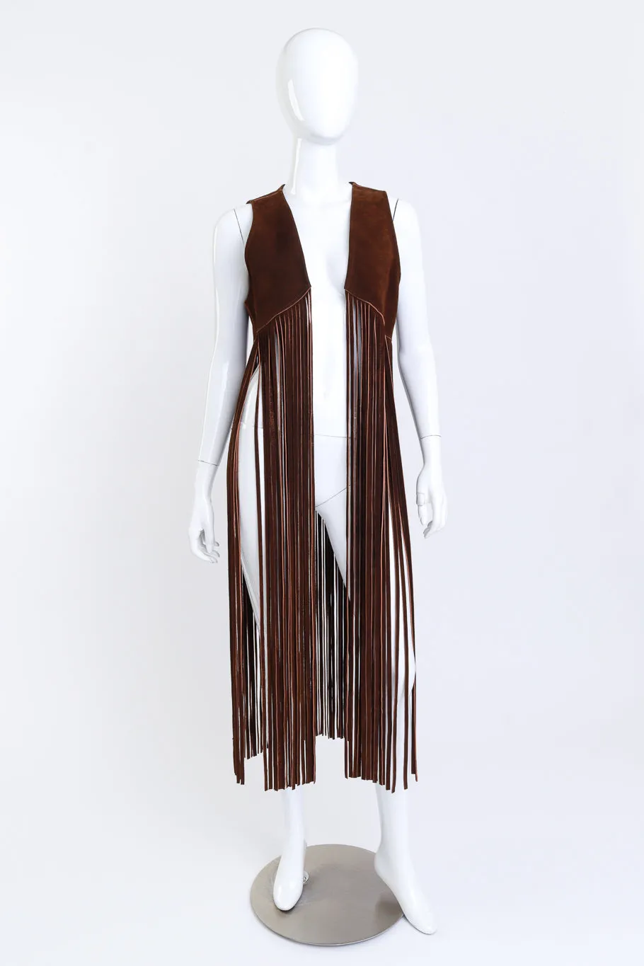 Long Fringe Suede Vest