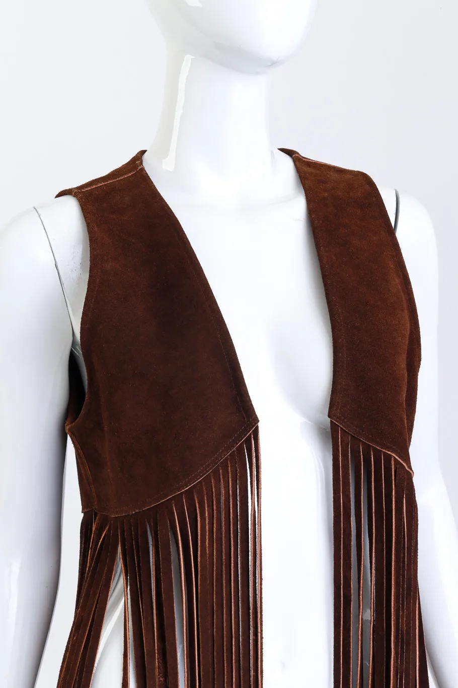 Long Fringe Suede Vest