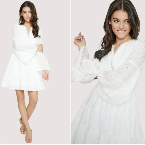 Lost   Wander Love Letters Mini Dress, White, M