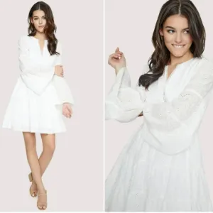 Lost   Wander Love Letters Mini Dress, White, M
