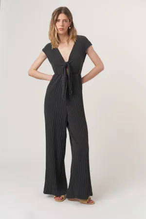 Lowa Tie Front Rib Jumpsuit