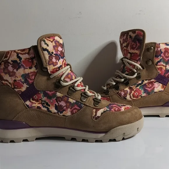 Lucky Brand - Girl's Floral Ankle Boots, Suede Lace Up Booties, Girl's Size 6.