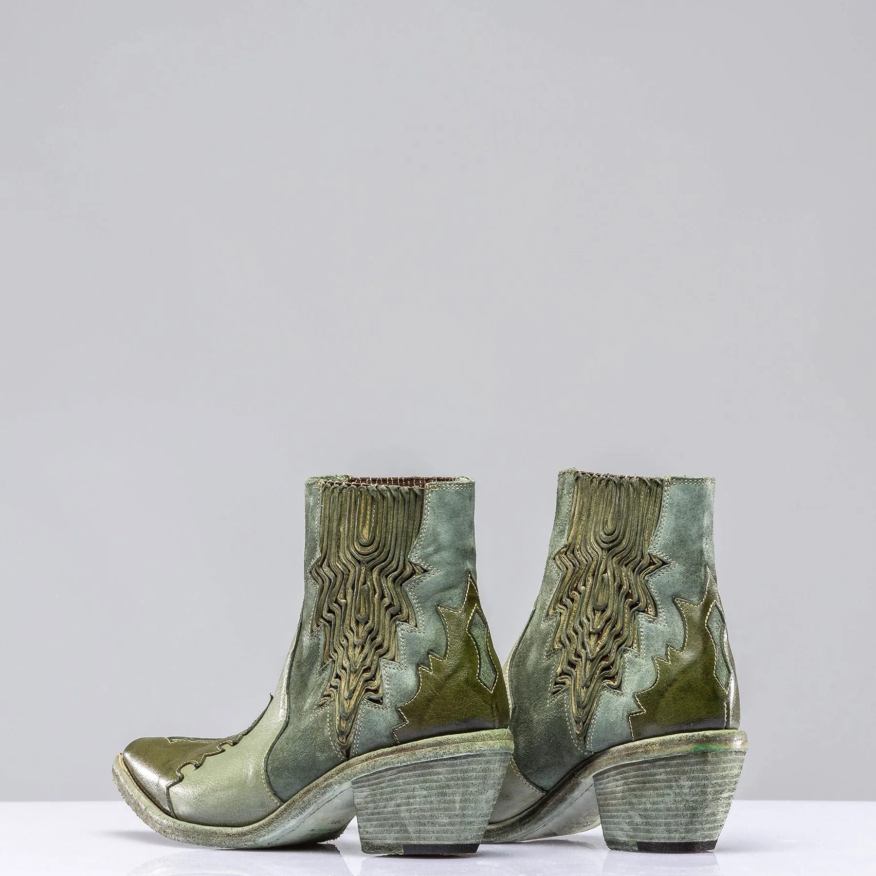 Luz Leather & Suede Boots In Green