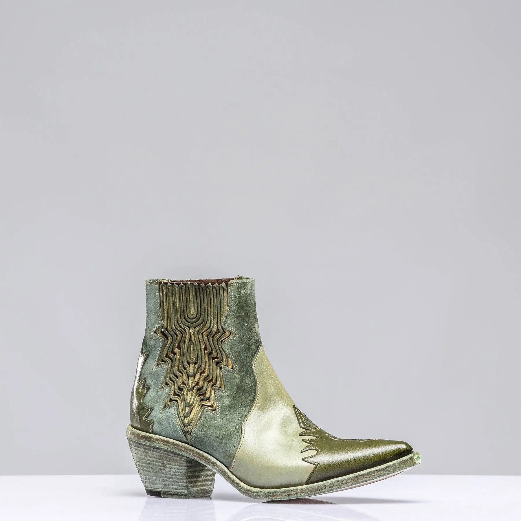 Luz Leather & Suede Boots In Green