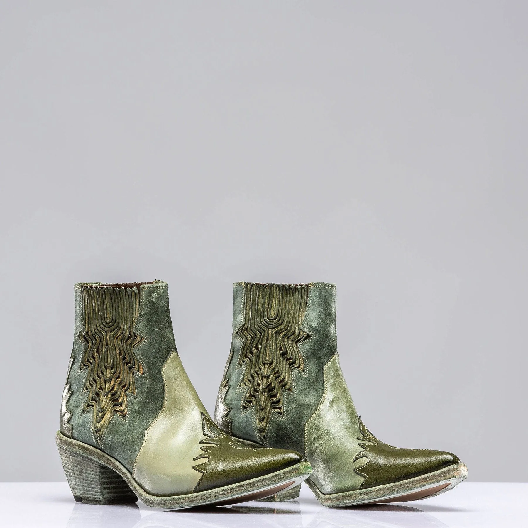 Luz Leather & Suede Boots In Green