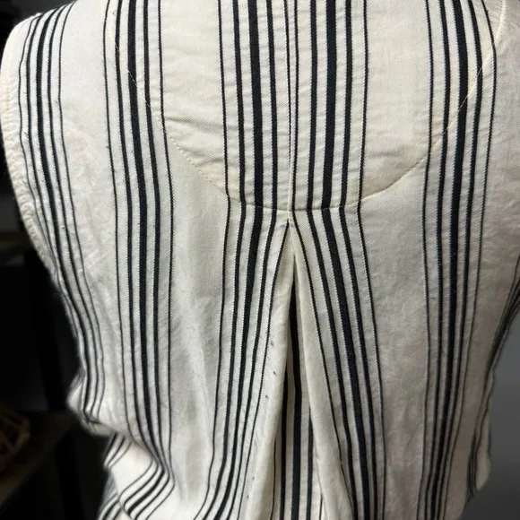 Maeve Anthropologie Esther white black striped button down dress women’s 8 midi