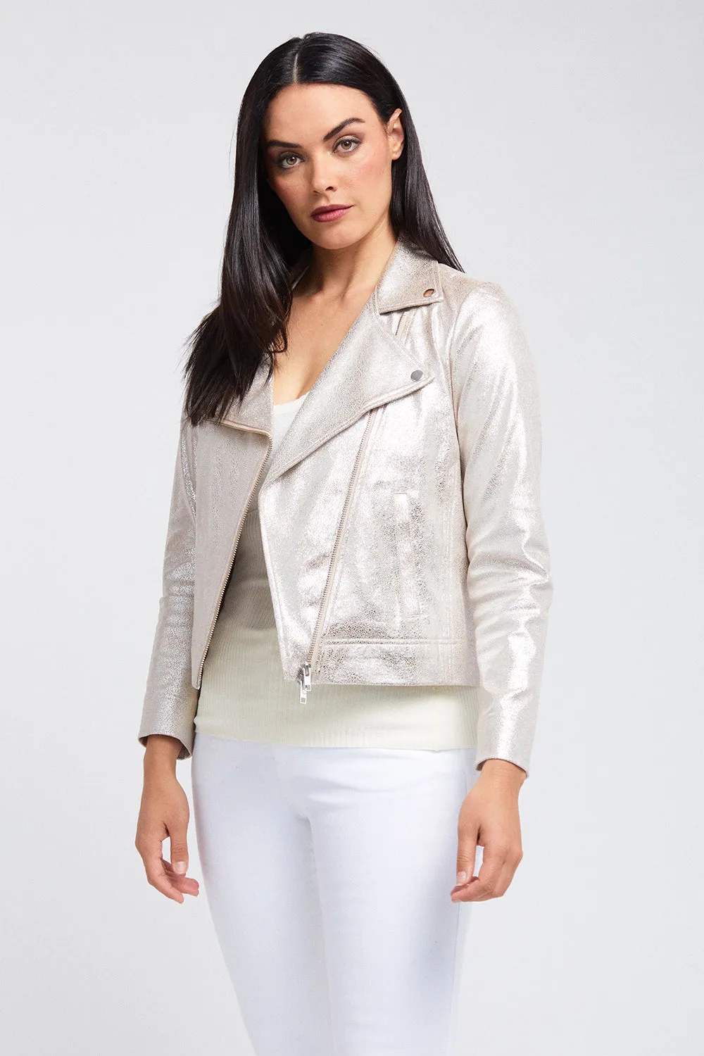 Mariel Moto Jacket - Foiled Suede: FINAL SALE