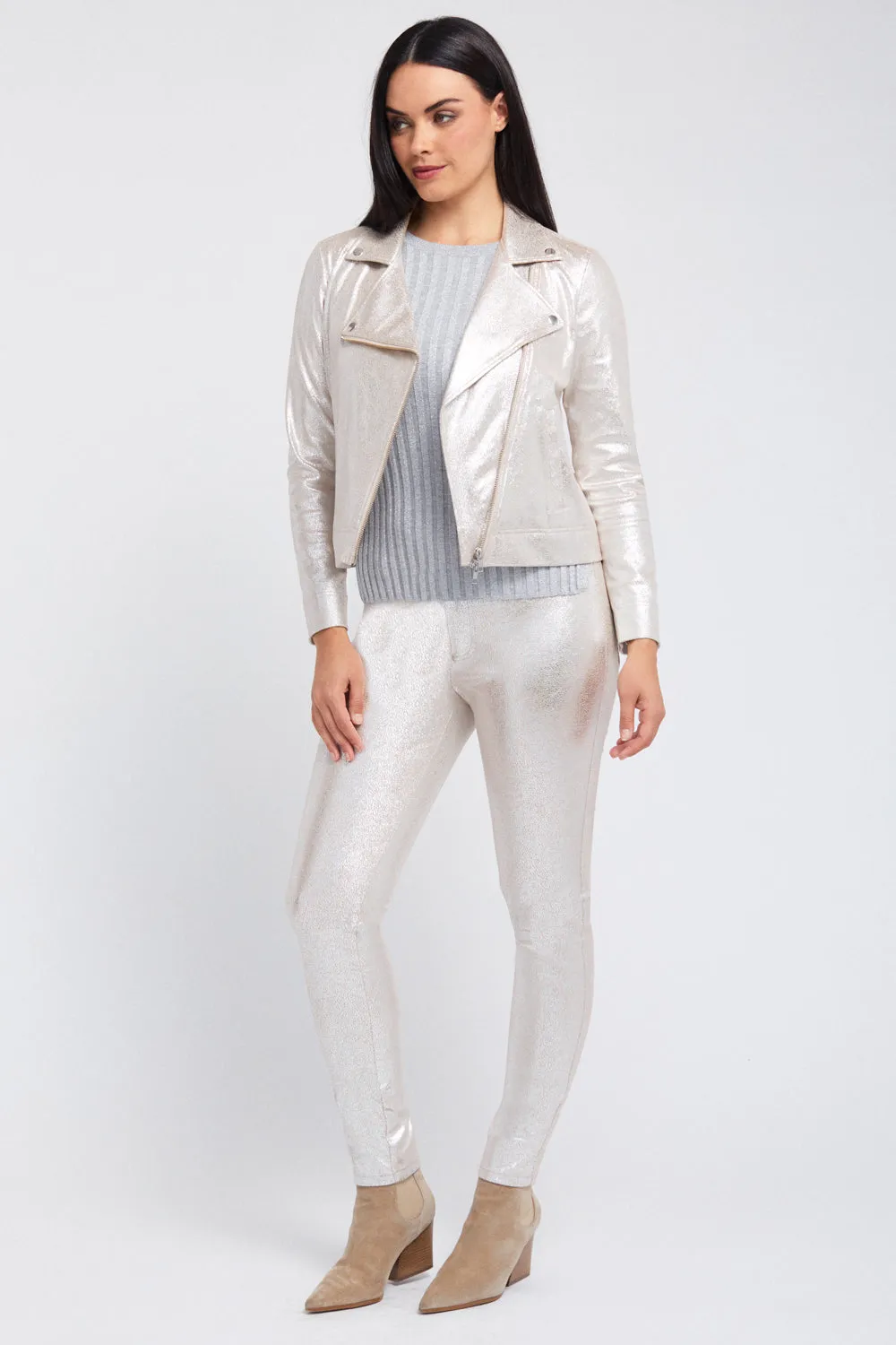 Mariel Moto Jacket - Foiled Suede: FINAL SALE