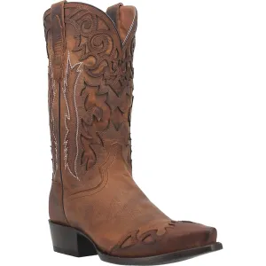 Men's Dan Post Tan Denton Western Snip Toe Boots with Brown Overlay