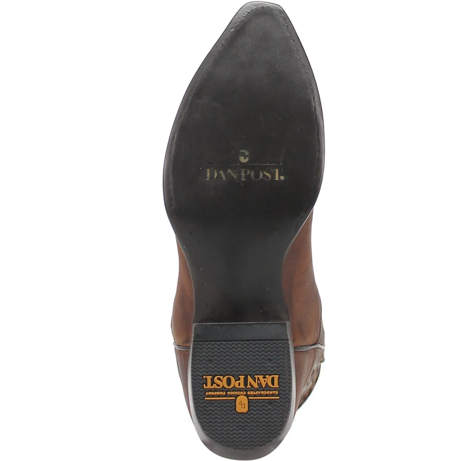 Men's Dan Post Tan Denton Western Snip Toe Boots with Brown Overlay