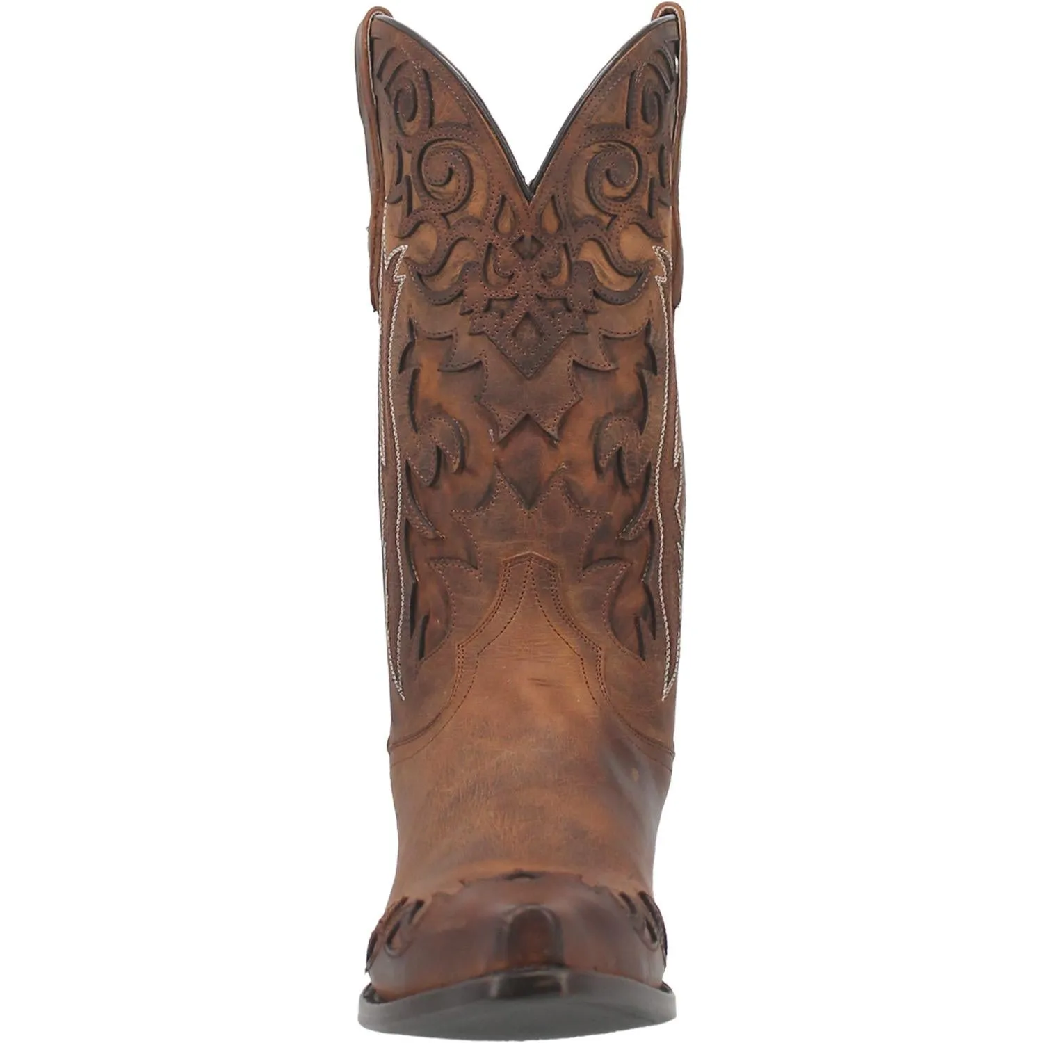 Men's Dan Post Tan Denton Western Snip Toe Boots with Brown Overlay