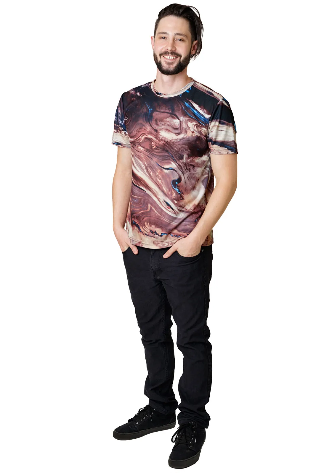 Mens Short Sleeve-Colorful Exercise Clothing-Satellite Image of Earth T-shirt-Dasht-e Kavir