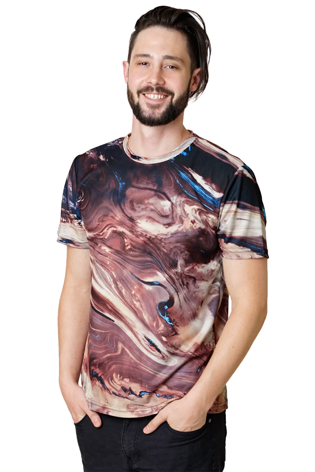 Mens Short Sleeve-Colorful Exercise Clothing-Satellite Image of Earth T-shirt-Dasht-e Kavir