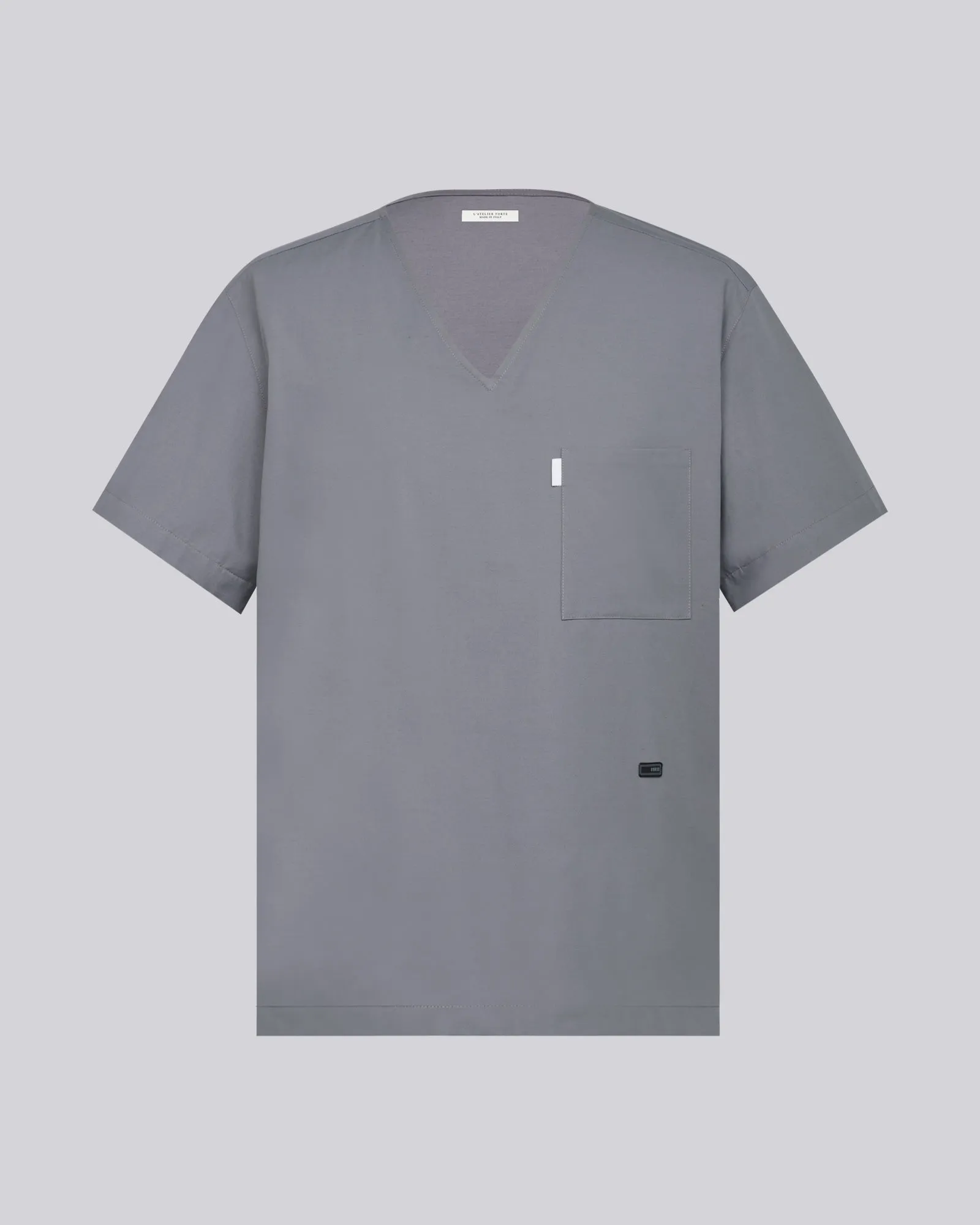 Men's V-neck Office Scrub Top | Woven Stretch