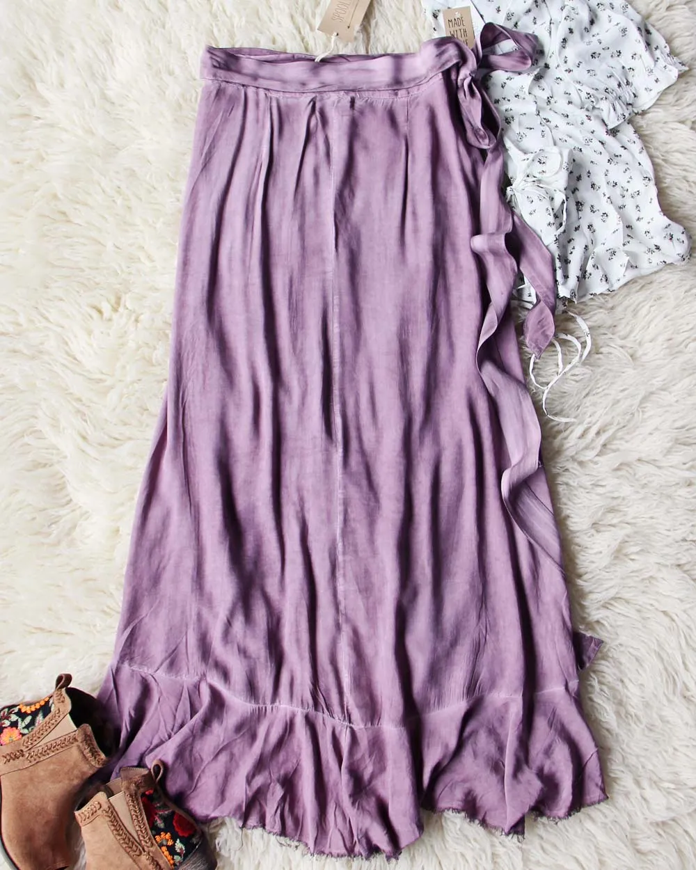 Mineral Wrap Maxi Skirt in Mauve