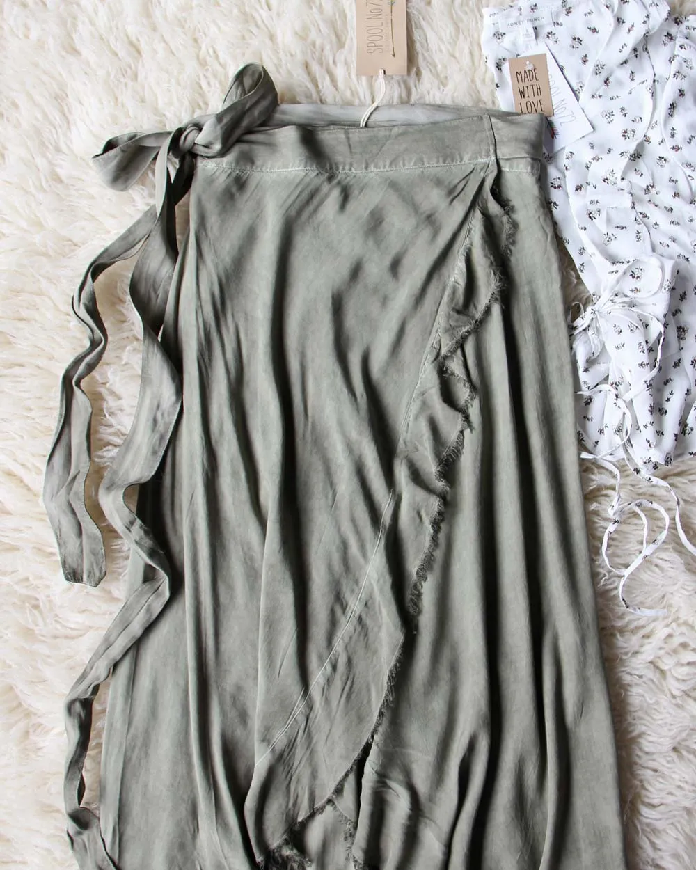Mineral Wrap Maxi Skirt in Sage