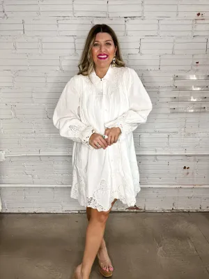 {Mumu} Leona Mini Dress - White Lace Embroidery