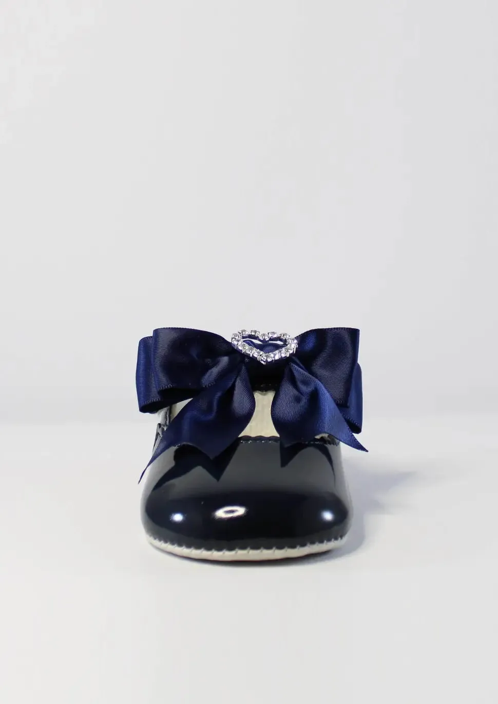 Navy Diamante Bowed Shoes