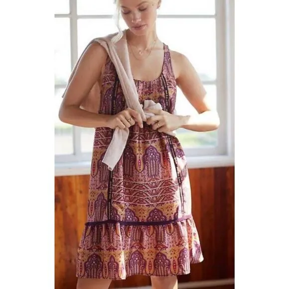 New Anthropologie TINY Moonrise Ruffled Mini Dress $128 X-SMALL Loungewear