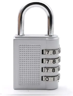 NEW Combination Lock 4 Dials Combination Lock Big Size Zinc Alloy Code Padlock Door Locks for Cabinet Door Luggage Gym Swimming Pool Drawer, 1 lock silver! Retails $42 