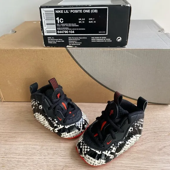 Nike Lil Posite 1 Snakeskin Red/Black Baby Sneakers- SZ 1