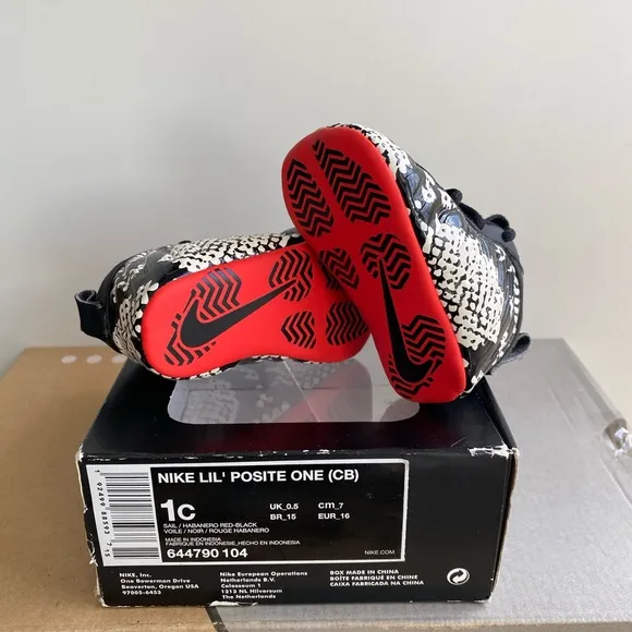 Nike Lil Posite 1 Snakeskin Red/Black Baby Sneakers- SZ 1