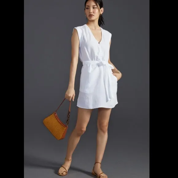 NWT Anthropologie - Cloth &amp; Stone - Button-Front Mini Dress in White