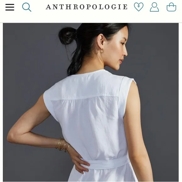 NWT Anthropologie - Cloth &amp; Stone - Button-Front Mini Dress in White