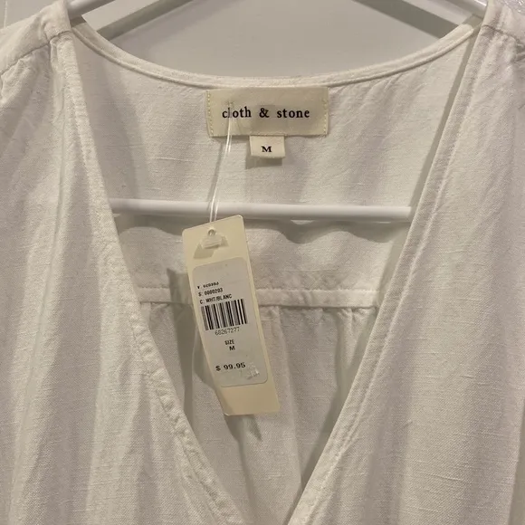 NWT Anthropologie - Cloth &amp; Stone - Button-Front Mini Dress in White