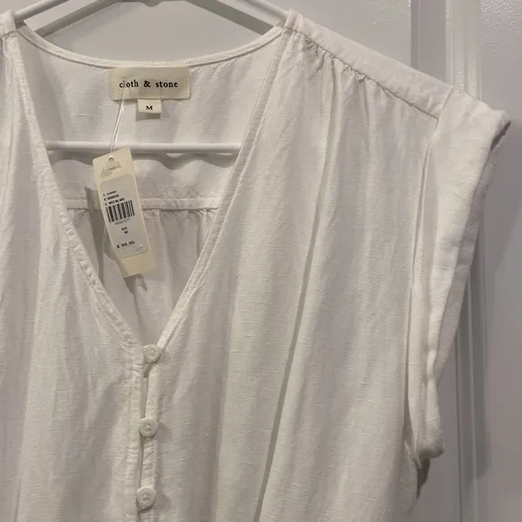 NWT Anthropologie - Cloth &amp; Stone - Button-Front Mini Dress in White